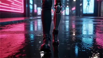 Wan 2.7 AI Video Generator Video Gallery - female cyborg walking neon cyberpunk city