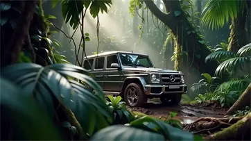 Wan 2.7 AI Video Generator Video Gallery - mercedes g class dense jungle muddy trail